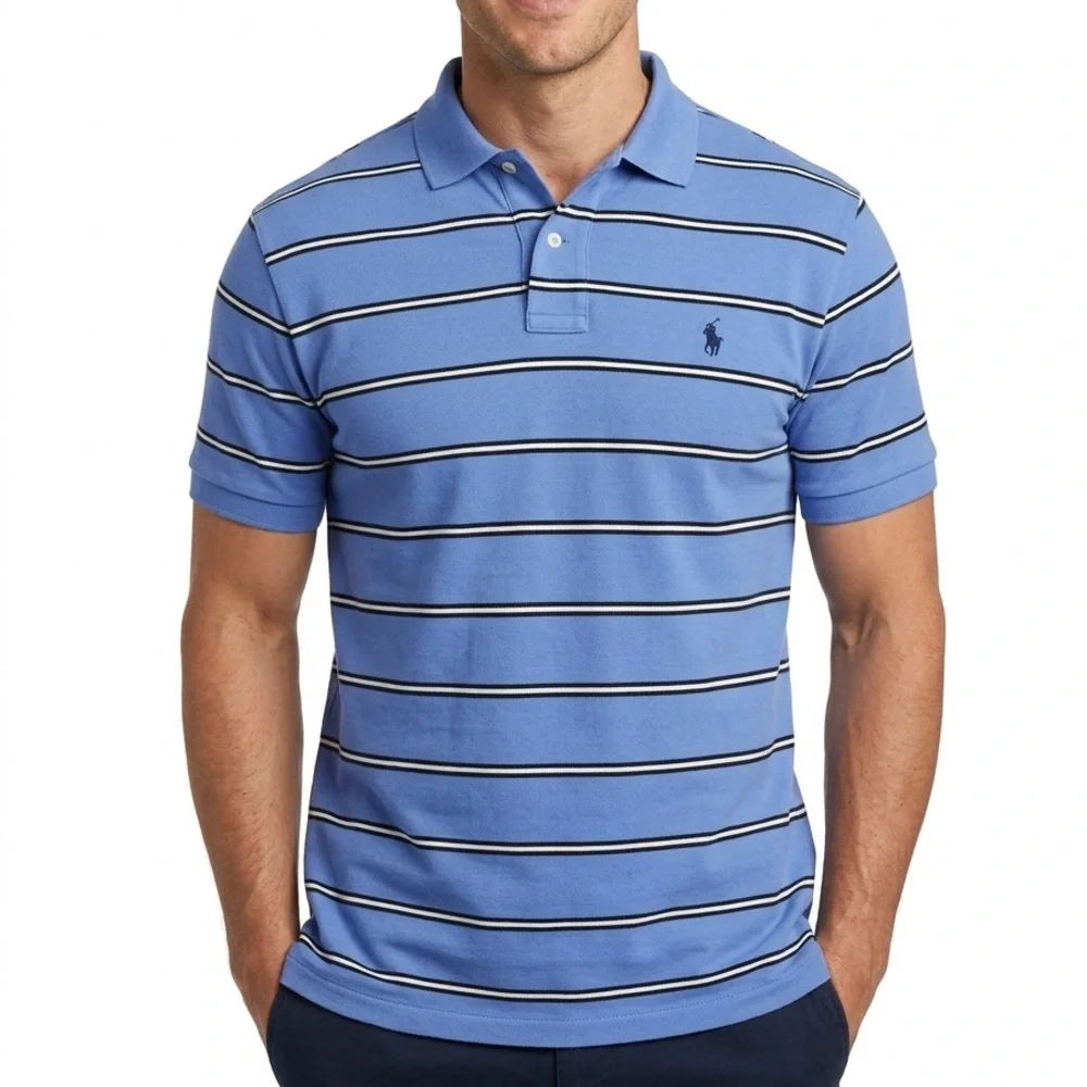 Polo Ralph Lauren Striped‎ Polo Shirt Men’s XXL Blue Short Sleeve Cotton Classic